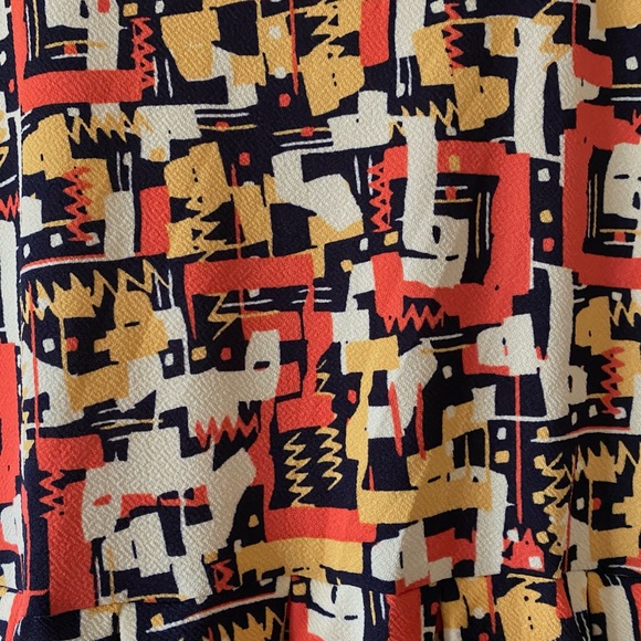 Large Orange and Black Lularoe Amelia Dress - Picture 3 of 6